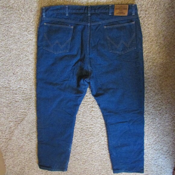 NWOT Wrangler Rugged Wear 44X32 Fleece Lined Blue Jeans Zip Fly Heavy & Warm - Picture 2 of 2